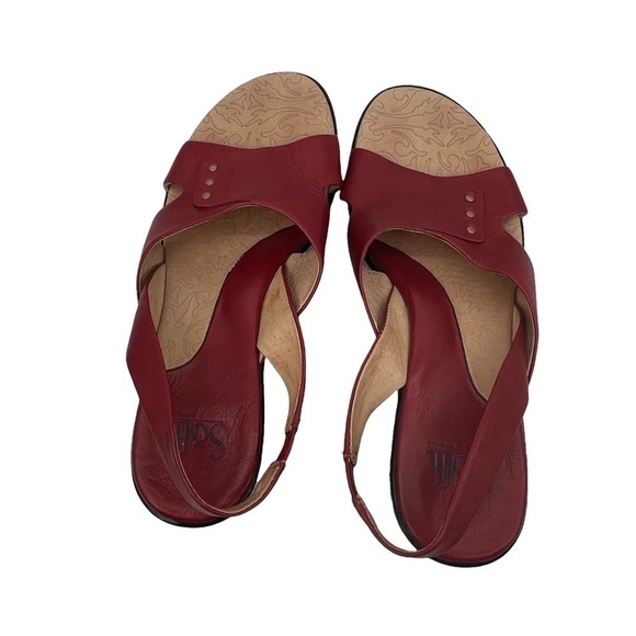 Sofft Burgundy Sling Back Open Toe Heeled Leather Sandals Size 8 Narrow Women’s - Picture 5 of 9